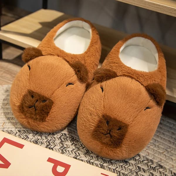 Tegnede Capybara Varme Tøfler Myke Anti-Skli Hjemmesko e Plus
