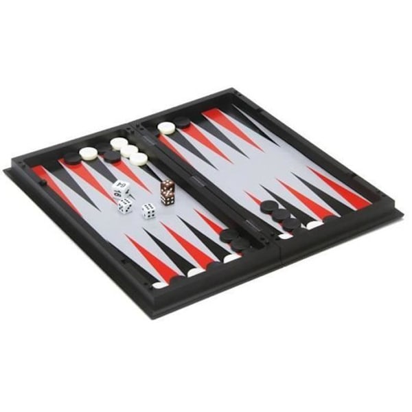 Reisespill - Engelhart - Backgammon/Sjakk - 24 cm - Svart/Hvit - Magnetisk_ca