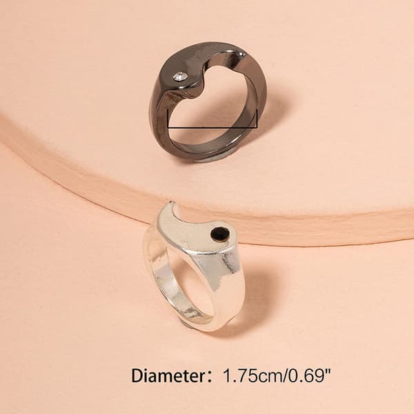 Trendy Punk Ringer i Legering Yin Yang Sladder Stable Ringer for Student Tenåring Søster 2x