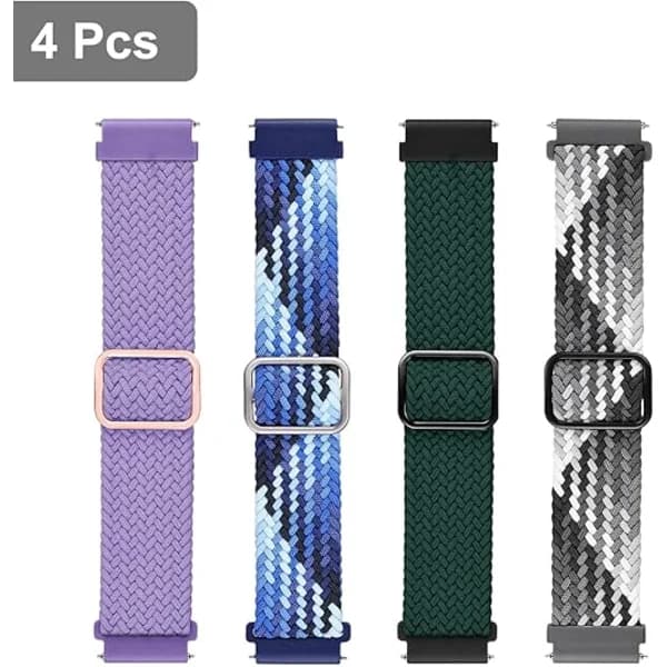 0,78 tum flätade elastiska nylonband för Samsung Galaxy Watch 4/5/6/Active2 40 mm, 44 mm