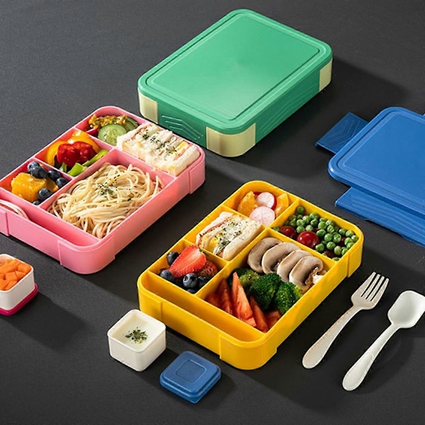CASA Bento Madkasse Børn, Bento Madkasse Voksne med 5 Rum og 1 Salatdressingbeholder