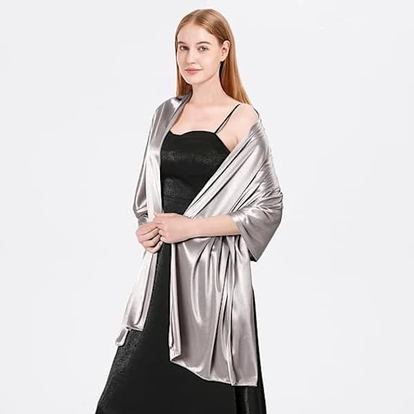 Satinsjal til Kvinder Bryllupssjal Egnet til Aftenkjole Elegant Chic Sjal Egnet til Black
