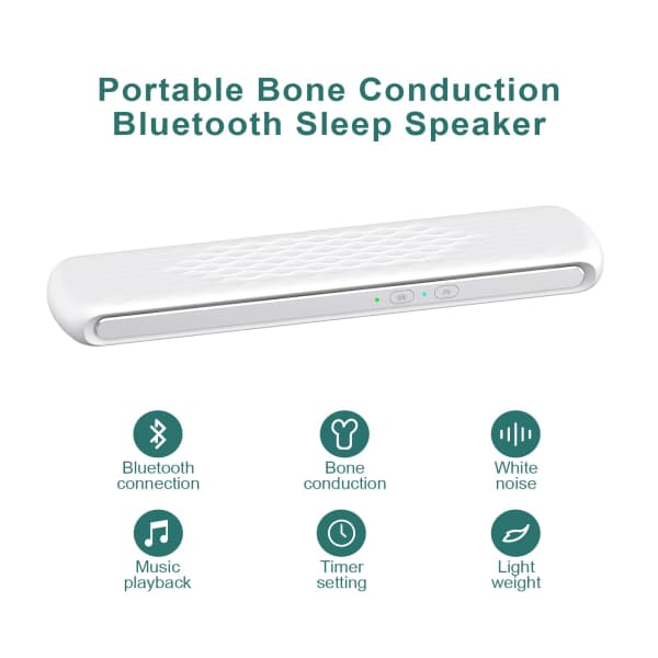 Pudehøjttaler, Knoglelednings Stereo Trådløs Bluetooth til Søvn, 3D Hvid Støj Lyd, Perfekt til Sidesøvn med Søvnløshed Sort