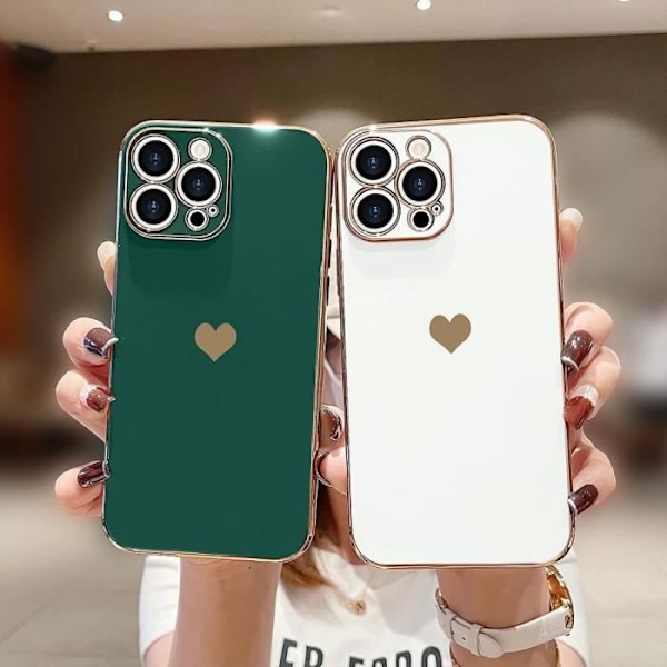 iPhone 16-fodral - Skyddande TPU-hjärta Stötsäker Repskyddad Mörkgrön