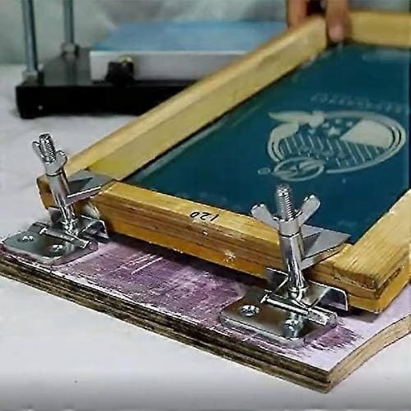2 stk. Silketryk Hængselklemmer til Serigrafi Rammemaskine, til fastgørelse af serigrafinet, serigrafi DIY-værktøj, 4 skruer - Xin
