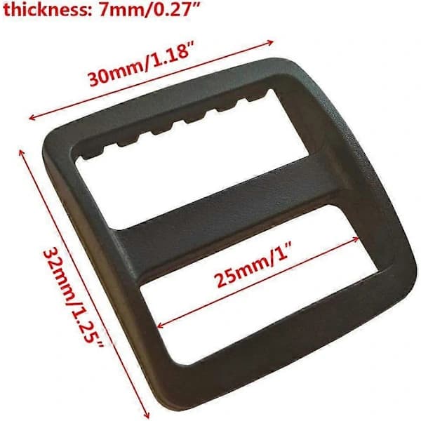 20 stk. Sorte Plast Bred Mund Tri-Glide Slide til Taskestropper, Geværremme, Hundehalsbånd