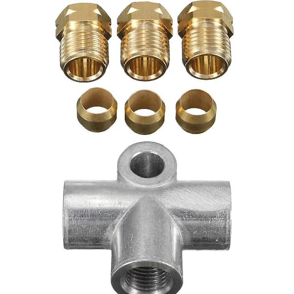 [CA] Hydraulisk broms T-koppling 3-vägs för T-stycke bromsrör med 3 hankontakter silver