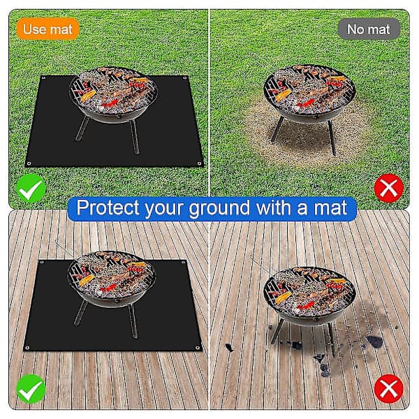 [CA] Brandsäkerhetsmatta för Eldstad, Svart Golvskyddsmatta för Utomhusgrill, Rökare