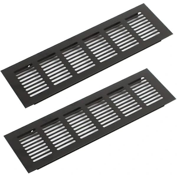 Sæt med 2 ventilationsgitre, Aluminium, 250 x 80 mm, Sort