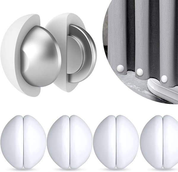 Duschdraperivikter, extra starka magnetiska silikonvikter för duschdraperier och dukar, vattentäta, 4-pack, vita Wit