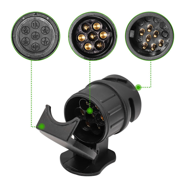 13-polet til 7-polet Adapter til Trailer 13-polet Stik til Bil Trailer-Traktor-Campingvogn-Cykelholder