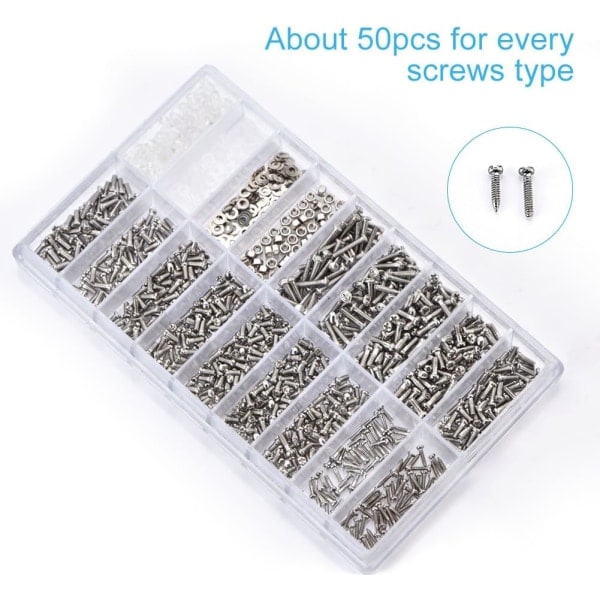 1000 kpl Micro Eyeglasses Forma Mini Aurinkolasit Valikoima Ruuvi Kello Mutteri Korjaussarja Ruostumattomasta teräksestä valmistettuihin ruuveihin