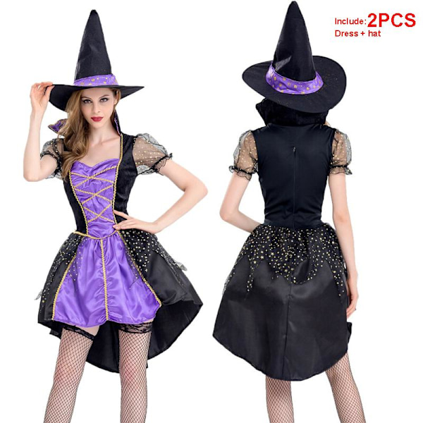 Sexy Dame Skørt Fantasifulde Kjole Kostume Fantasy Sort Hexe Cosplay Matches the image s