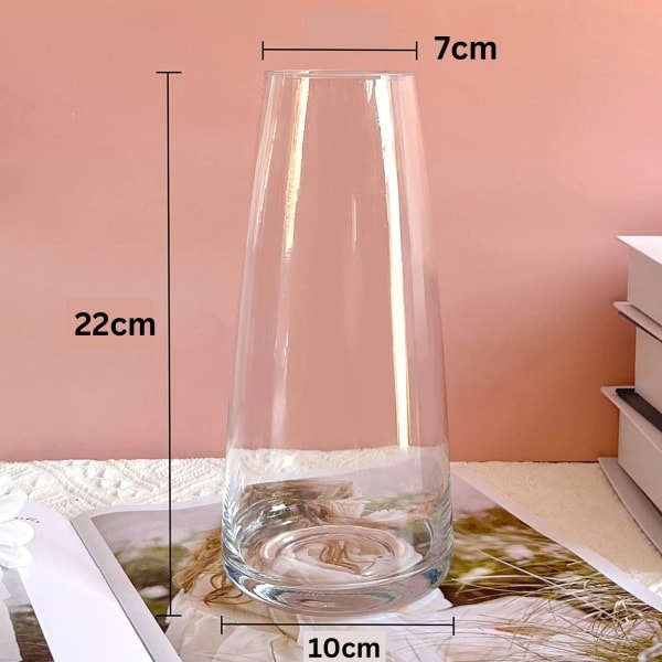 Exquisit klar blomvas - Glasvas för heminredning - Vas för rum - Blomvaser för mittpunkt, hög vas