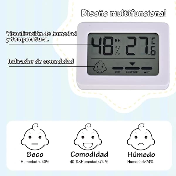 4 stk Digital Hygrometer, Mini Innendørs Termometer Hygrometer, Digital Hjem Innendørs og Utendørs Termometer