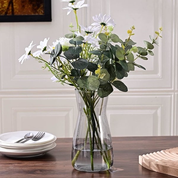 Grå Glasvas - Premium Kvalitet Blomvas - Dekorativ Vas för Modern Bondgård, Idealisk Bordsdekoration