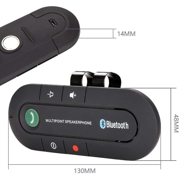 Handsfree Bluetooth för bil med solskydd, bilkit för baksäte, kompatibel med Iphone, Samsung för GPS, musik, samtal - Perfet_ca