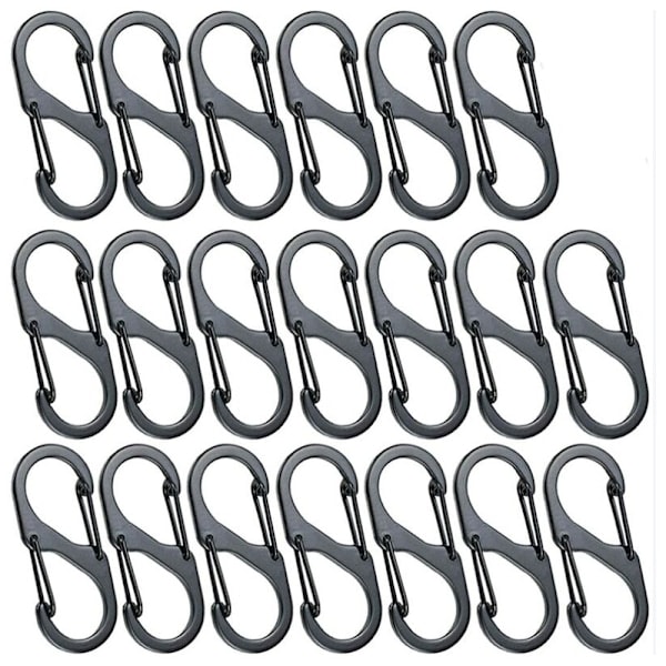 20 stycken Mini S-formade karbinhakar i aluminiumlegering