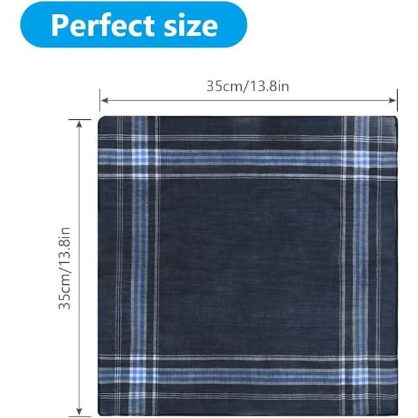 Herrnäsdukar i tyg, 24-pack bomullsnäsdukar för män, traditionell näsduk för män, 36 cm x 36 cm, 24 st, One Size