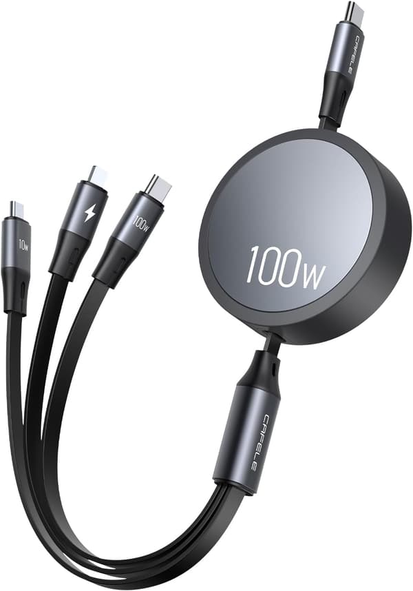 typ-c 3-i-1 uttrekkbar ladekabel, CAFELE PD hurtiglading og data (type C) USB C multiladekabel, type C/Mobil/Micro Multi USB C-kabel