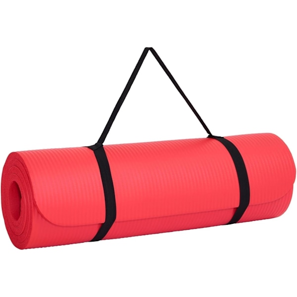 Yogamåtte | Multifunktionel ekstra tyk skumøvelsesmåtte | Udstrækning, modstandstræning og terapi – Pilates, træningsudstyr—ca Red