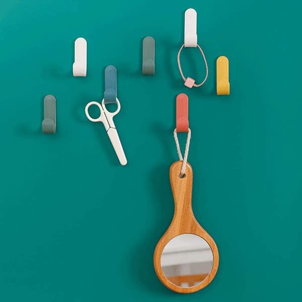 12 Self-Adhesive Hooks Wall Hanging Plastic Creative Cute J-Shaped Hooks Powerful Self-Adhesive Hooks for General Use
