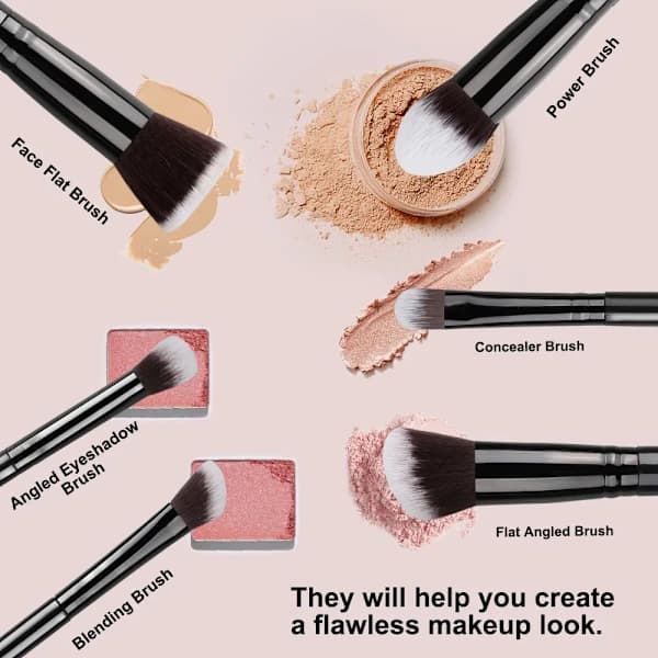 14 Sminkebørster Sett Myke Fluffy Foundation Rouge
