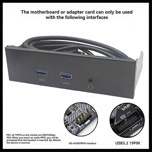 USB3.2 GEN1 Floppy Drive Slot HD-AUDIO Audio Frontpanel 5,25-tums Optisk Frontpanel Stöd för 2x USB