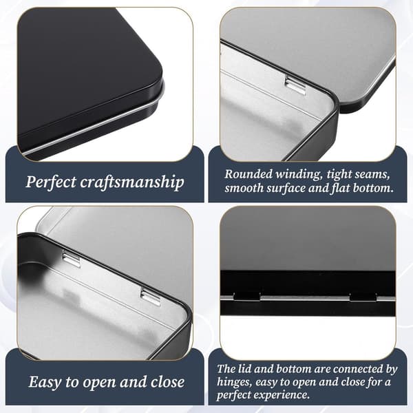 2-pack rektangulära metallburkar med lock 15x9x3 cm tomma förvaringsbehållare för godis, piller, smycken, pyssel
