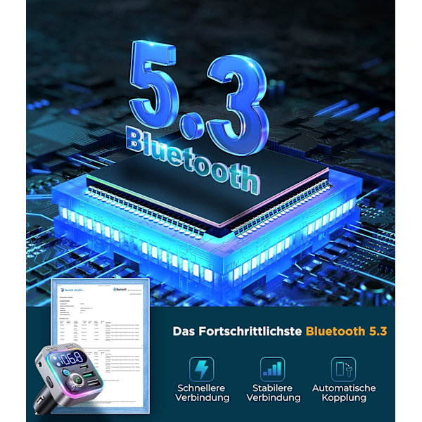 Bil hurtigoplader tydeligt opkald 48W dobbelt mikrofon bil bluetooth sender mobiltelefon billader