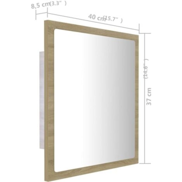 DPZO LED-kylpyhuonepeili Sonoma-tammi, 40 x 8,5 x 37 cm, Huurtumisenesto, 5 himmennettävää valon väriä, Pistorasia, Akryyli -DPZO.ca