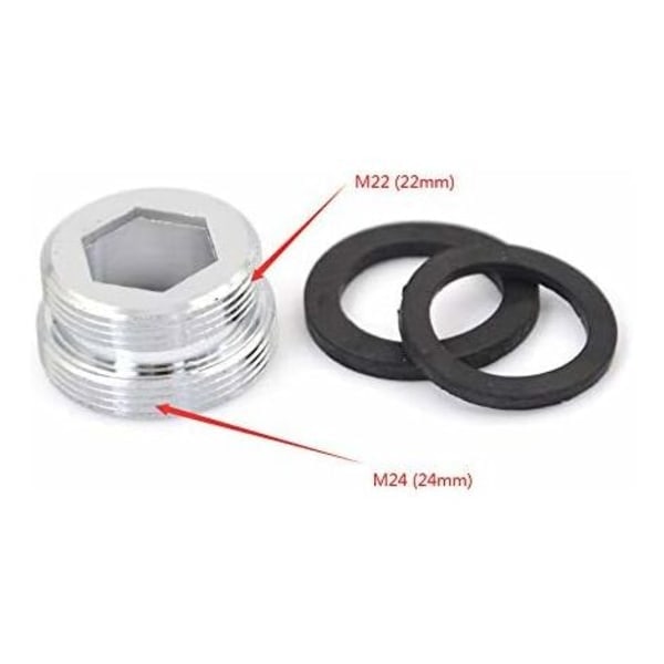 2-pak massiv metallkranadapter for kjøkkenkran (M24 til M22)