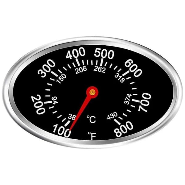 Udskiftning af BBQ-grilllågtermometer i rustfrit stål, varmeindikator til grillovnslåg, sort 7,5 x 4,8 cm