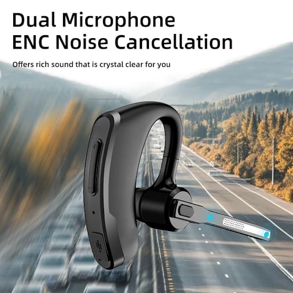 Bluetooth Mono Headset (Enkelsidet) - Tilsluttes din PC, Mac, tablet og/eller telefon - Støjreduktion, Sort