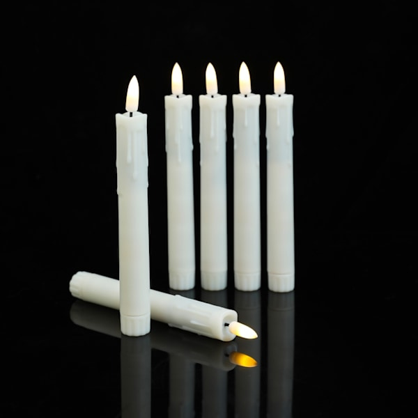 6-pack 17,5 cm flimrande flamlösa kynttilät (beige) kaukosäätimellä