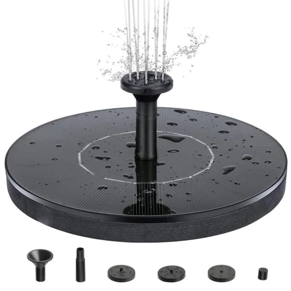 Soldriven vattenfontän 16 cm Svart