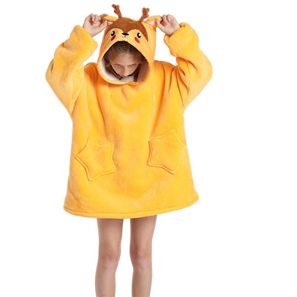 Lasten Koko Ylisuuri Hupparipeitto Pehmeä Lämmin Fleece Kylpytakki Rådjur