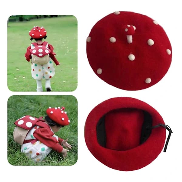 Vinter Sopp Beret Hatt Hvit Dame Jenter Formell Casual