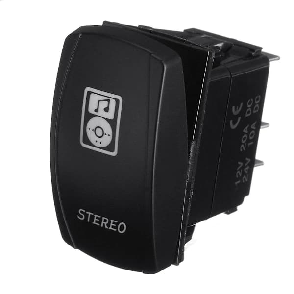 {ca}12V-24V Vippebryter med doble LED-lys Blå Rød Bil Båt