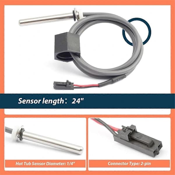 Badekarssensor til Spa-varmer M7-system med 24-tommers kabel Temp/Høj grænse, Badekarssensor erstatter for 30042 30382
