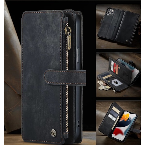 Caseme C30 med 10 kortholdere til iPhone 15 Plus Sort Sort black