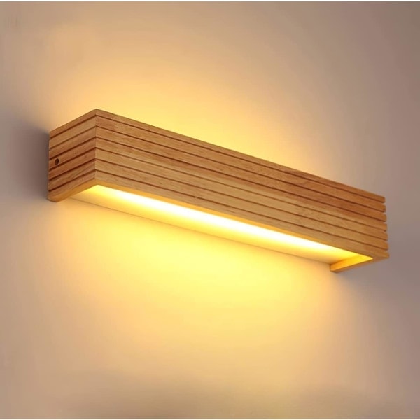 LED Væglampe Væglamper Indendørsbelysning Trævæglampe Varmt Lys Lampe til Soveværelse Stue Kontor Korridor (35cm A)