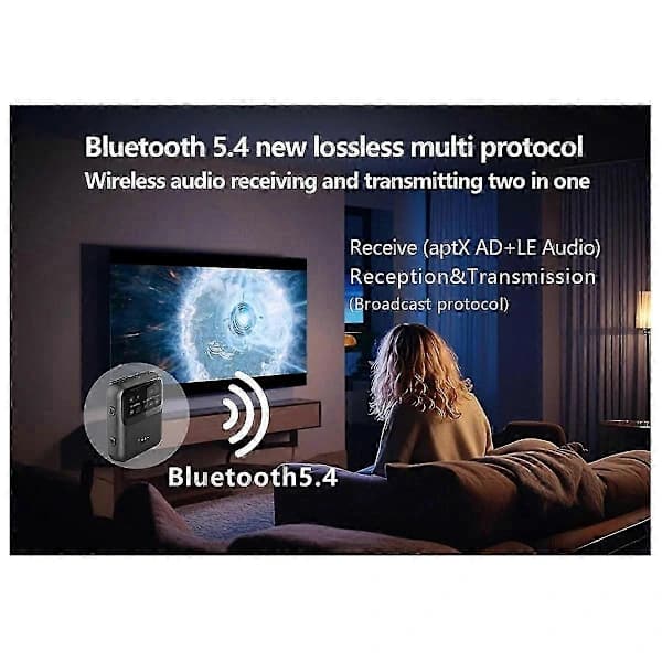 Bluetooth 5.4 Lydmottaker Sender Auracast LE Lydadapter