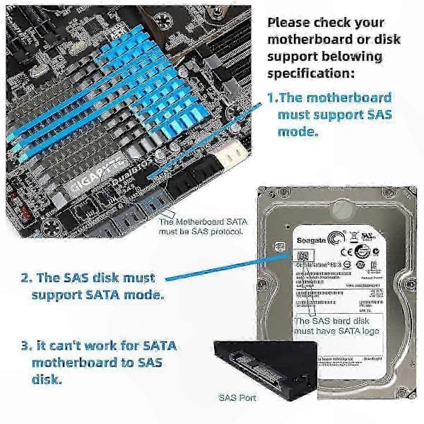 SAS til SATA Harddiskadapter med 10 cm Kabel til RAID Forlængerstøtte 29Pin SFF-8482 Stik