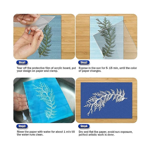 CASA 40 st Soltryckspapper Kit med Akrylpanel A5 Soltryck Konstpapper Känslighet Naturtryck