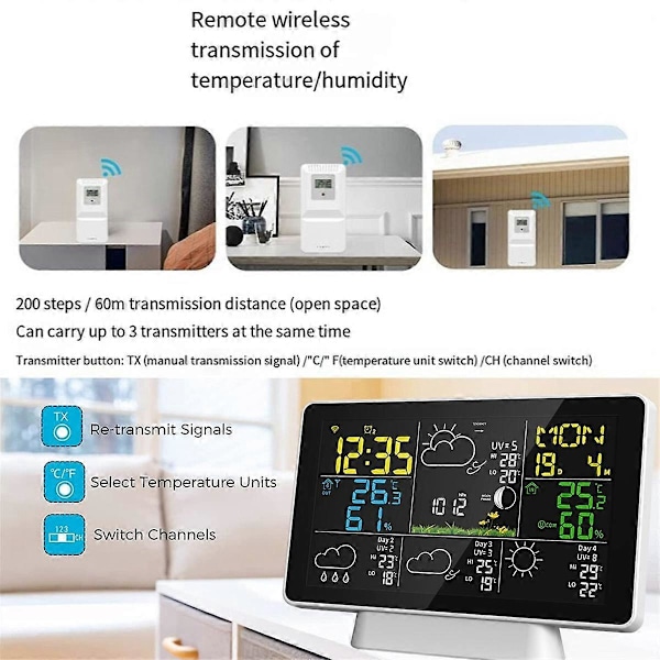 CASA LCD Väderstation Trådlös Digital Termometer Inomhus/Utomhus Termometer Hygrometer med Trådlös O