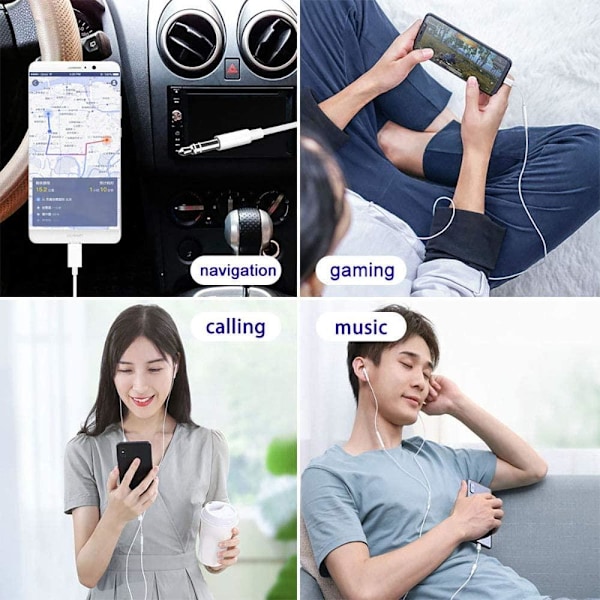 3 kpl adapteri USB-C - 3,5 mm (Samsung S20 S21 S22) Kuulokkeet Valkoinen white
