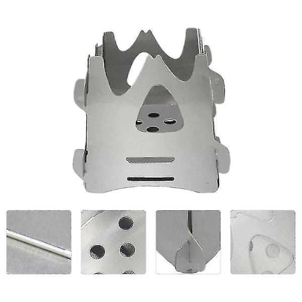 Bärbar campingvedspis i rostfritt stål BBQ-grill för utomhuspicknick vandringsmatlagning silver 7,5 cm