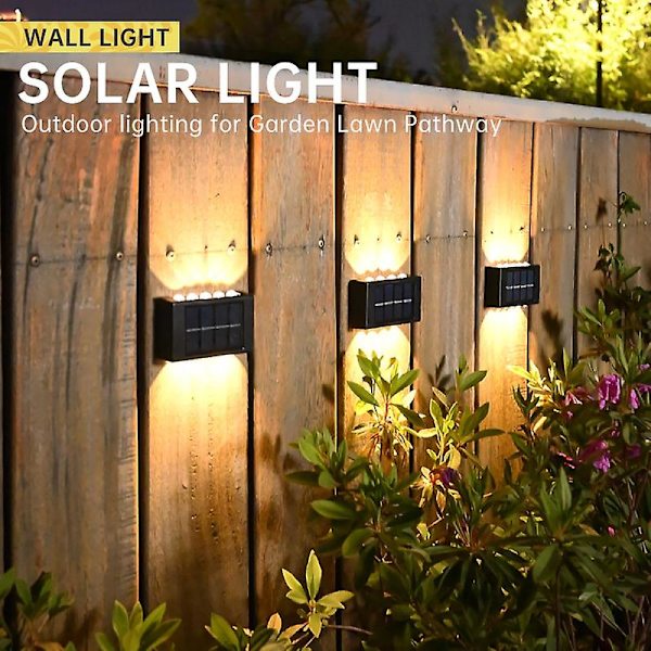 8 LED Aurinkokennokäyttöiset ulkopuutarhavalot, ylös- ja alaspäin suuntautuva valo, seinäkoriste, puutarhaseinävalaisimet, vedenpitävät puutarhakoristevalaisimet parvekkeelle