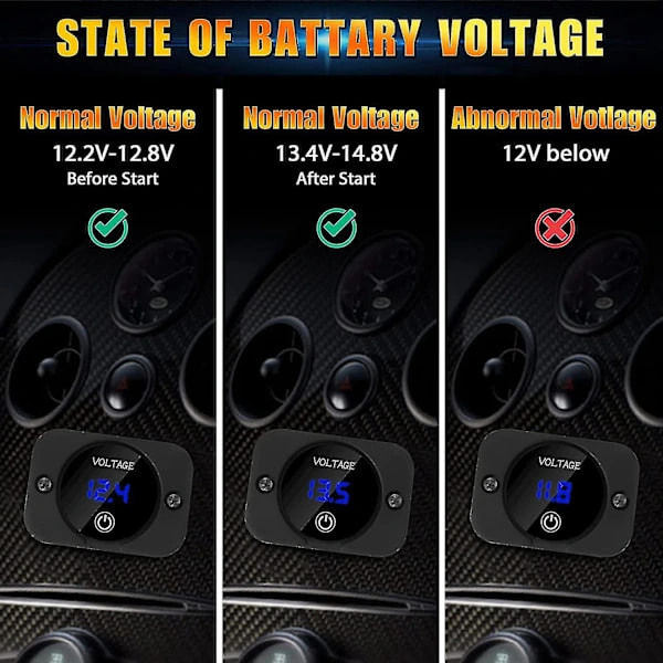 12V Voltmeter med S Digital Display 12V 24V Voltmeterpanel för Båt 2025:e